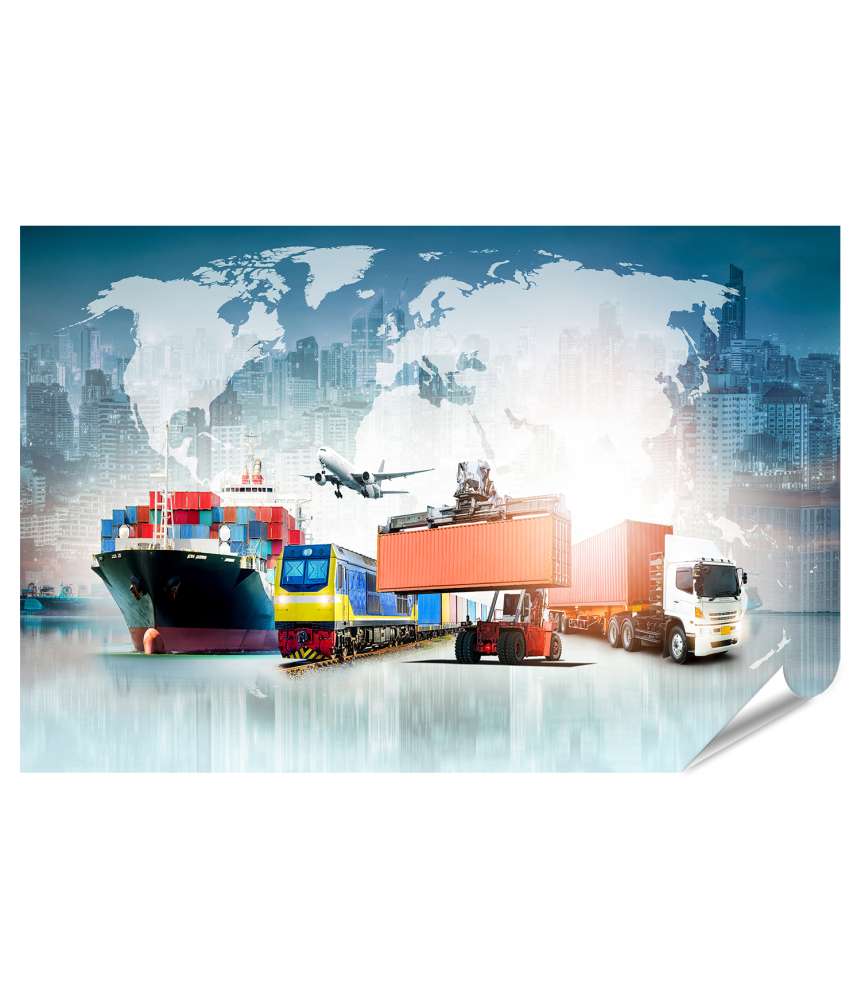 Islandburner XXL Premium Poster Globale Geschäftslogistik: Hintergrundbild von Containerfracht-Export/Import