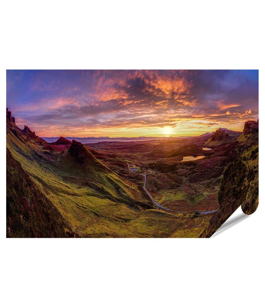 Islandburner XXL Premium Poster Wundervolles Wandbild: Quiraing Isle, Sky, Schottland - Naturparadies