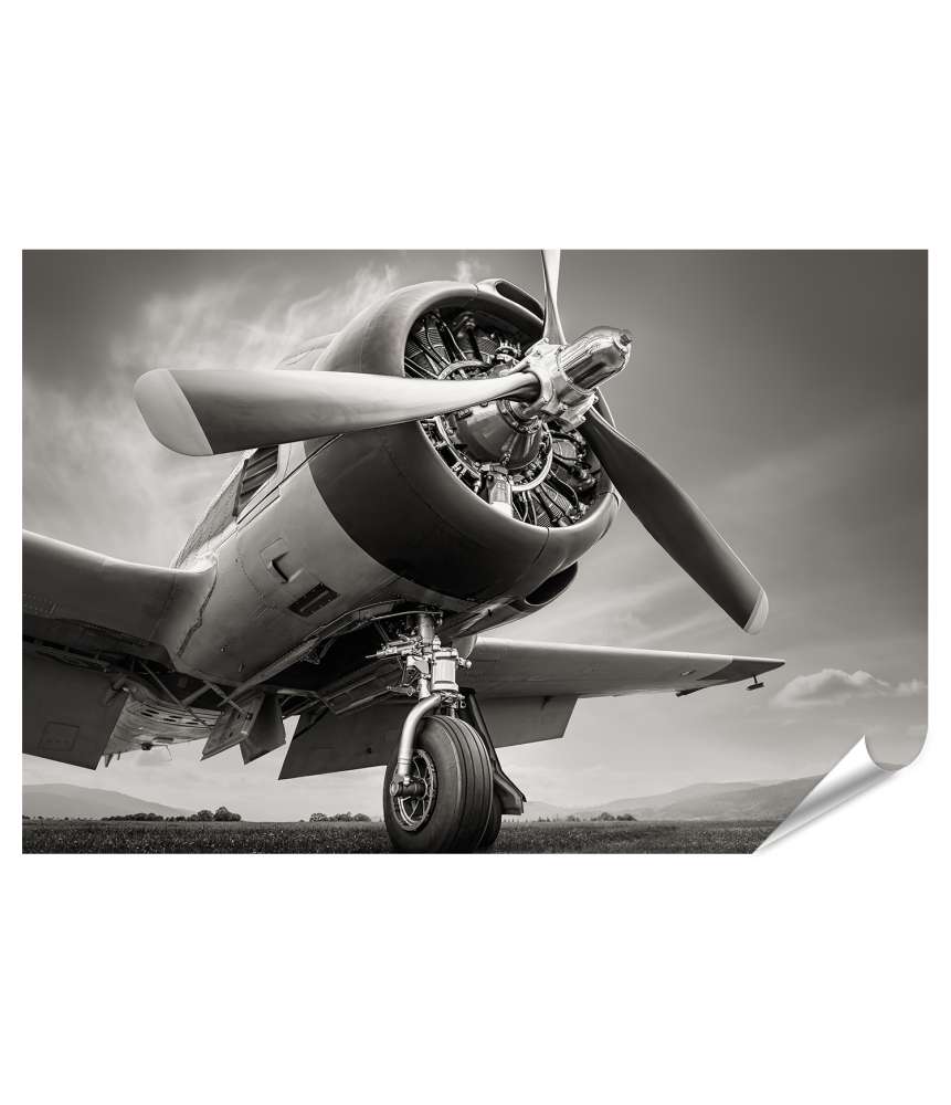 Islandburner XXL Premium Poster Dramatischer Himmel hinter historischem Flugzeug 152A Wandbild