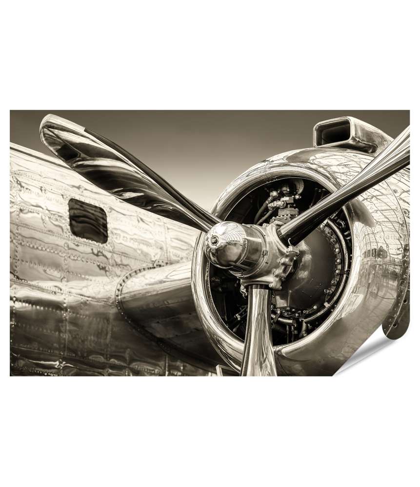 Islandburner XXL Premium Poster Historisches 18A-Flugzeug mit Radialmotor und Propeller als Wandbild