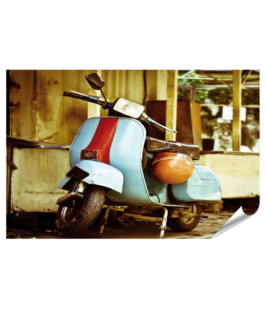 Islandburner XXL Premium Poster Retro-Stil Vespa Wandbild mit Gulf Design