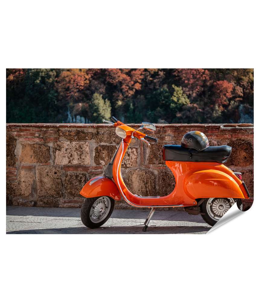 Islandburner XXL Premium Poster Klassische orange Vespa als Wandbild