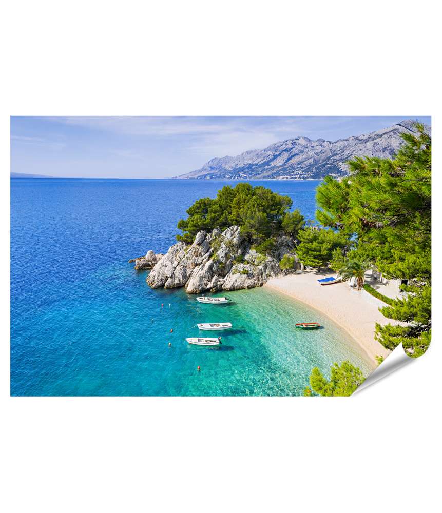 Islandburner XXL Premium Poster Atemberaubendes Wandbild des Strandes Brela in Dalmatien, Kroatien