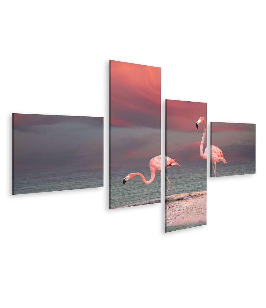 Islandburner Bild auf Leinwand Charmantes Wandbild mit rosafarbenem Flamingo, Modell 13A