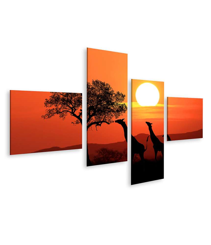 Islandburner Bild auf Leinwand Großes Wandbild: Südafrikanische Giraffen beim Sonnenuntergang in Afrika