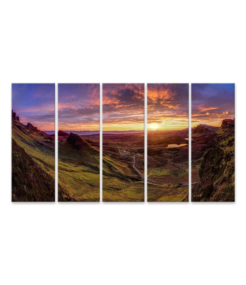 Islandburner Bild auf Leinwand Wundervolles Wandbild: Quiraing Isle, Sky, Schottland - Naturparadies