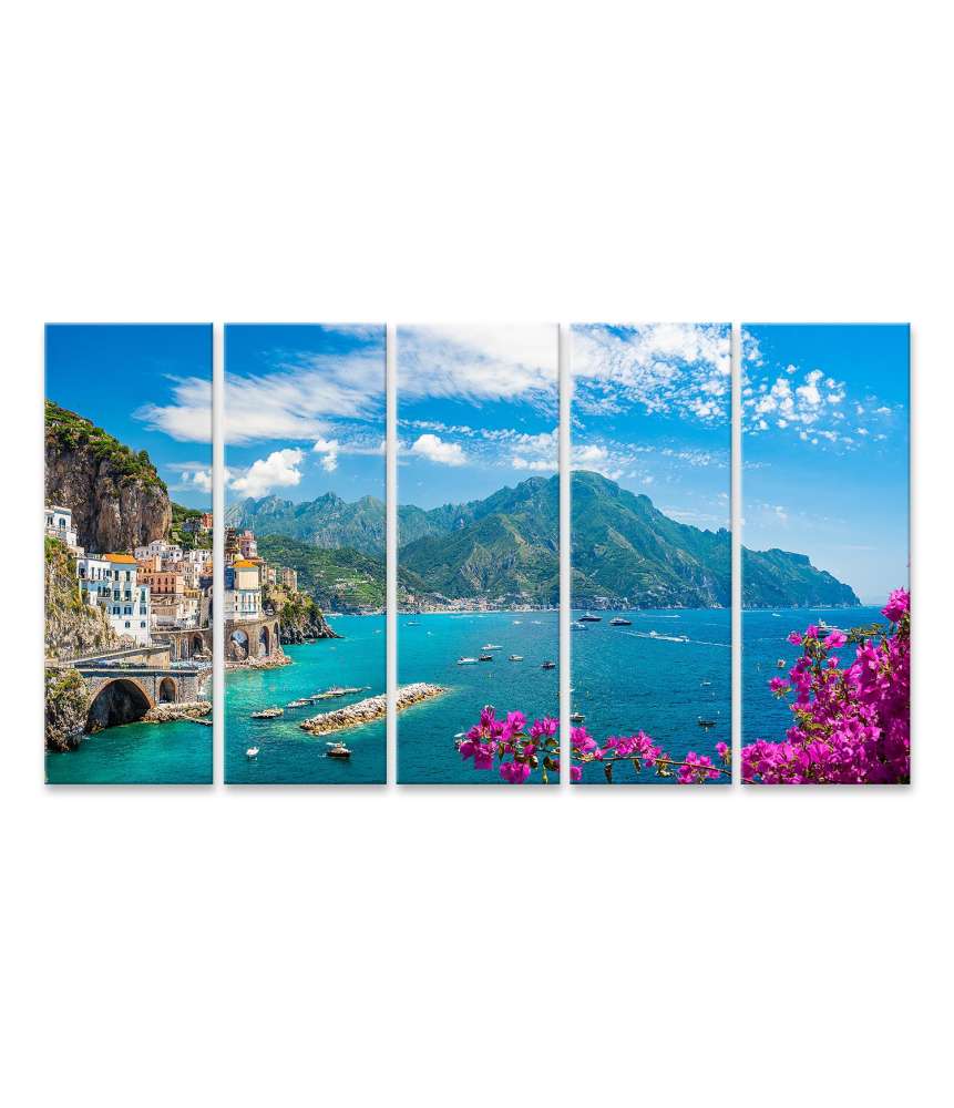 Islandburner Bild auf Leinwand Atemberaubende Wandbildansicht der malerischen Amalfiküste, Atrani, Italien