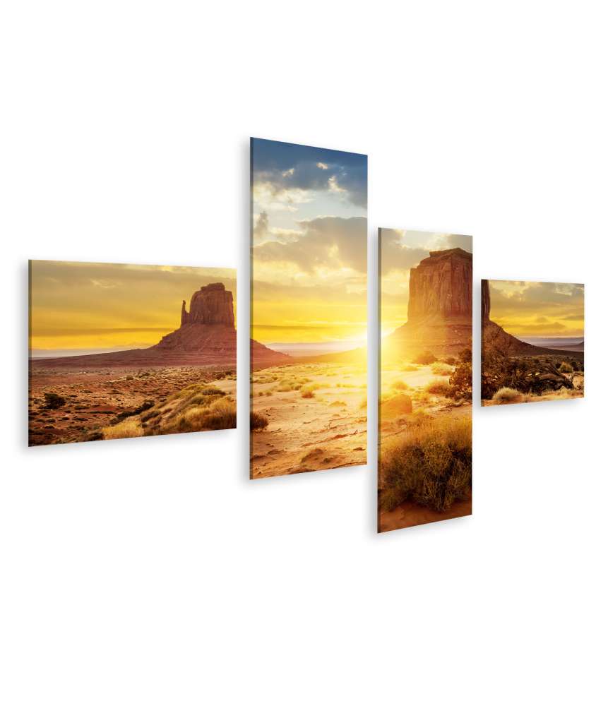 Islandburner Bild auf Leinwand Schwestern beobachten Sonnenuntergang im Monument Valley, USA