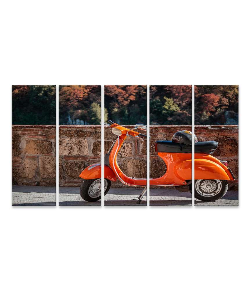 Islandburner Bild auf Leinwand Klassische orange Vespa als Wandbild