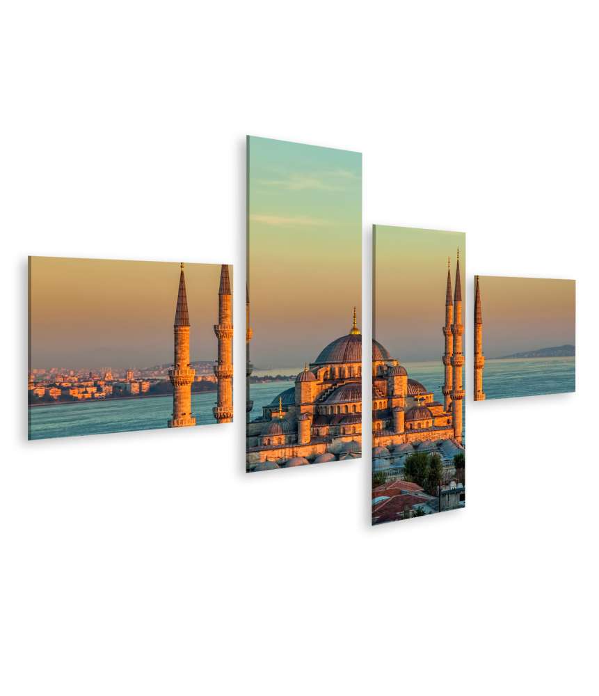 Islandburner Bild auf Leinwand Sonnenuntergang an der Blauen Moschee im glorreichen Sultanahmet Park, Istanbul