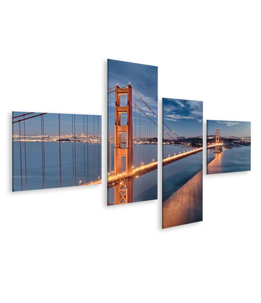 Islandburner Bild auf Leinwand Golden Gate Bridge mit San Francisco Stadtansicht als Wandbild