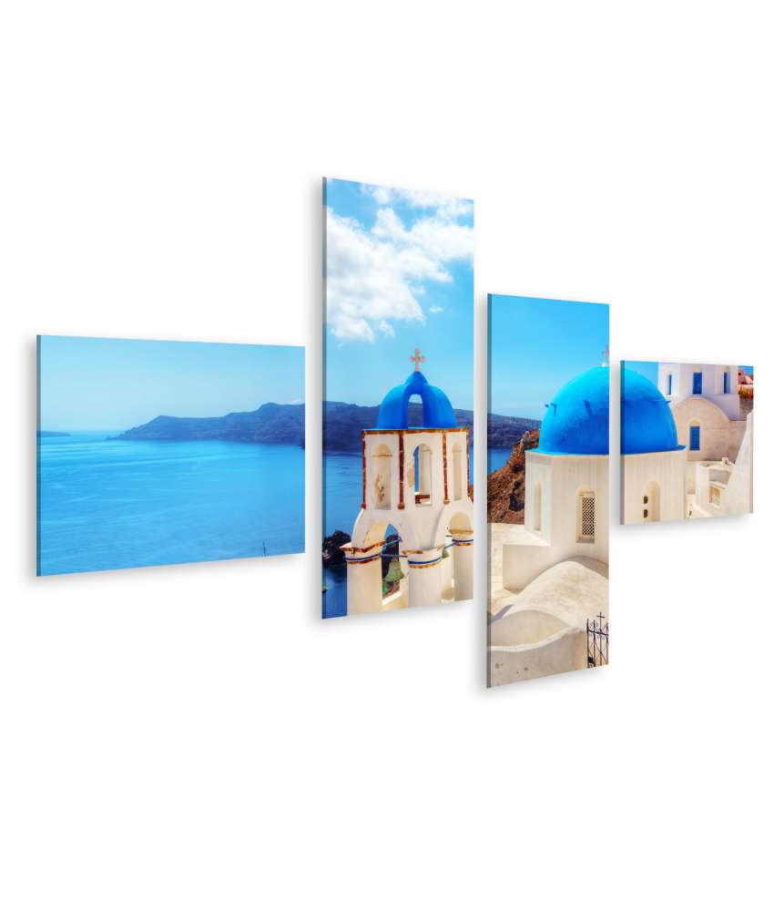 Islandburner Bild auf Leinwand Traditionelles Wandbild von Oia, Santorini, Griechenland, am Ãgäischen Meer