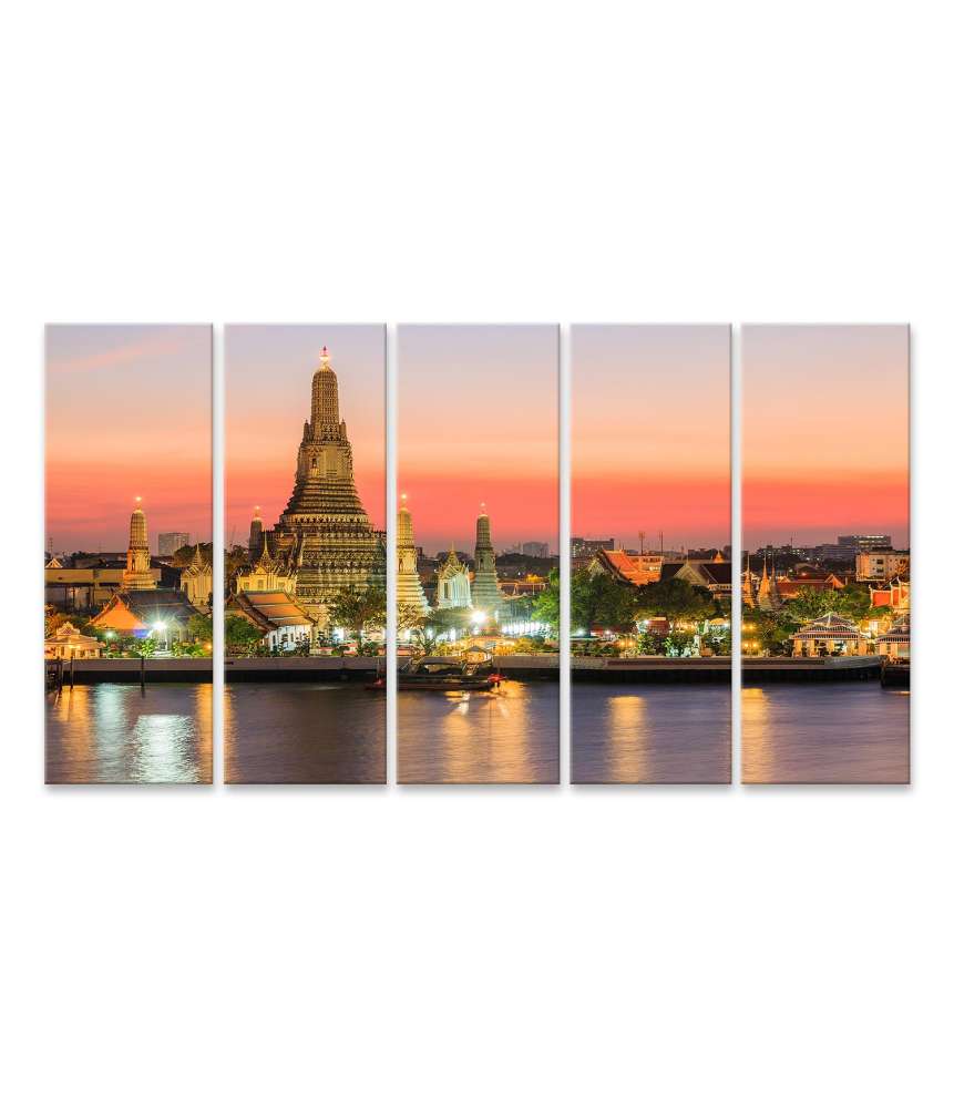 Islandburner Bild auf Leinwand Sonnenuntergang am Wat Arun Tempel in Bangkok, Thailand