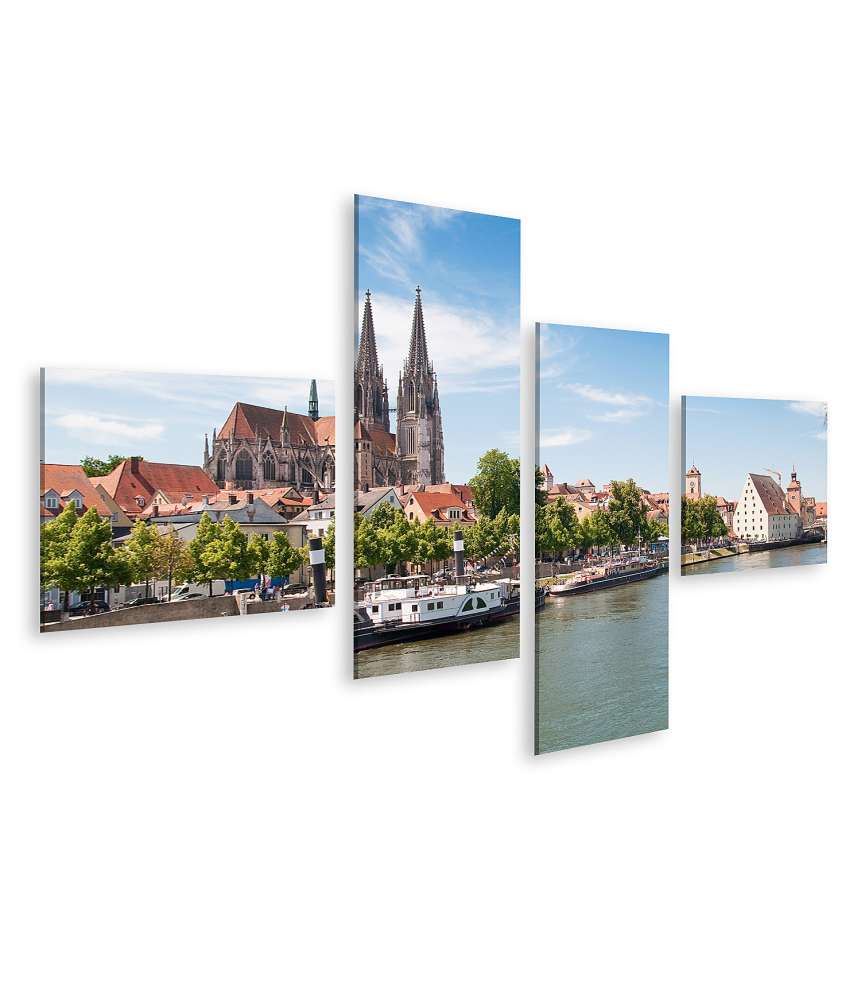 Islandburner Bild auf Leinwand Wandbild des Doms von Regensburg an der Donau, Deutschland