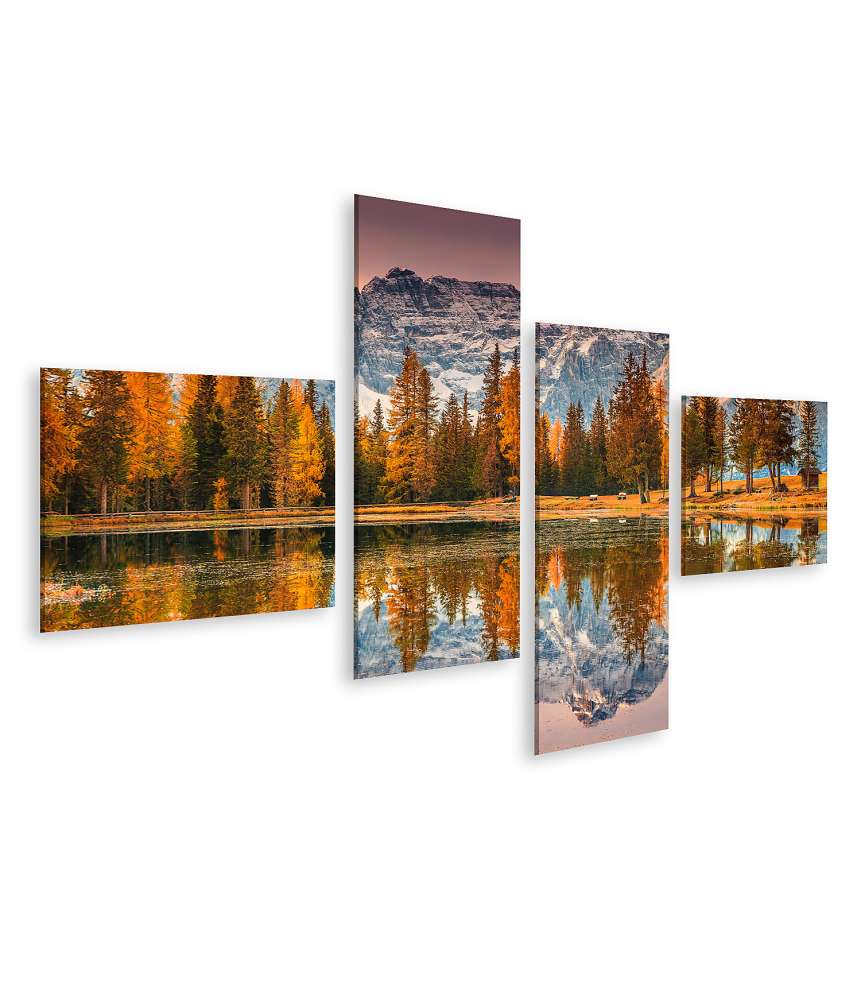 Islandburner Bild auf Leinwand Verzauberndes Wandbild eines magischen Alpensees in den Dolomiten, Italien