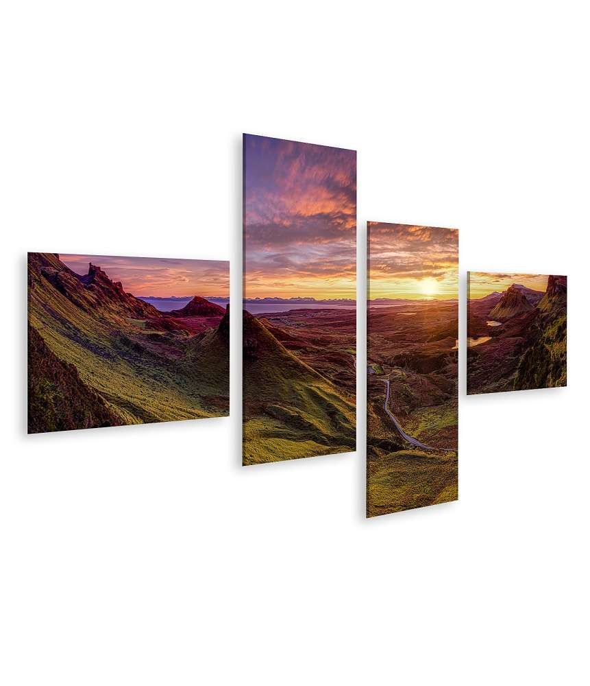 Islandburner Bild auf Leinwand Wundervolles Wandbild: Quiraing Isle, Sky, Schottland - Naturparadies