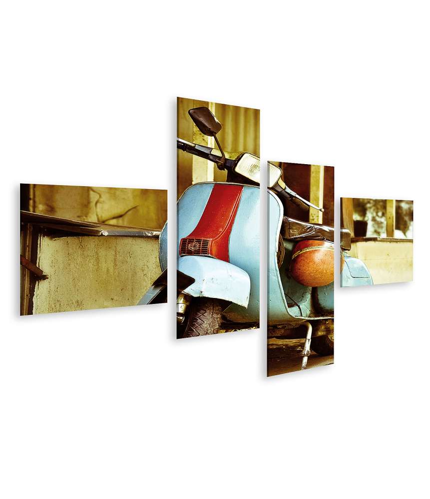 Islandburner Bild auf Leinwand Retro-Stil Vespa Wandbild mit Gulf Design