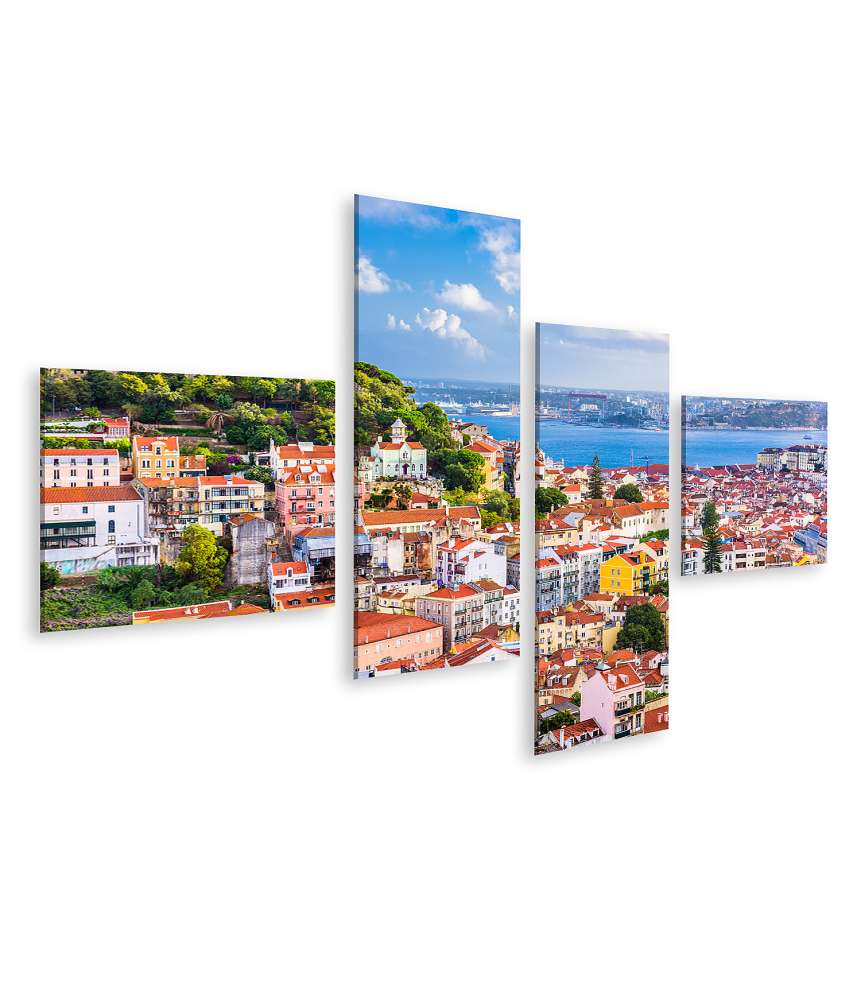 Islandburner Bild auf Leinwand Skyline von Lissabon, Portugal mit dem Sao Jorge Castle