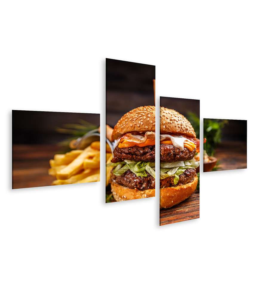 Islandburner Bild auf Leinwand Appetitanregendes Wandbild eines Burger-Restaurants mit Imbiss-Flair