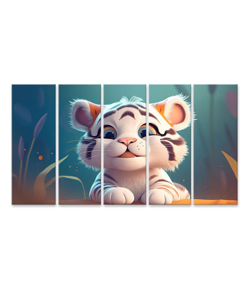 Islandburner Bild auf Leinwand Entzückendes Cartoon-Tiger Wandbild für Kinderzimmer