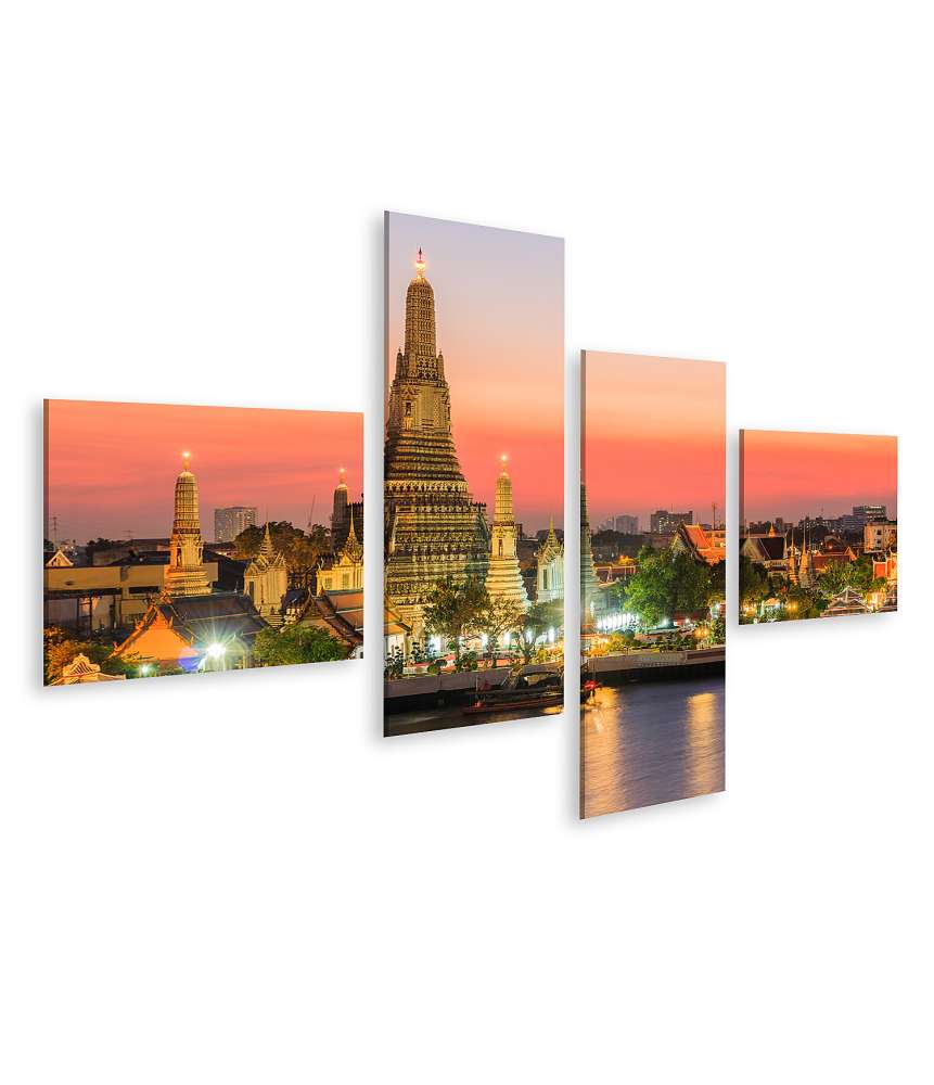 Islandburner Bild auf Leinwand Sonnenuntergang am Wat Arun Tempel in Bangkok, Thailand