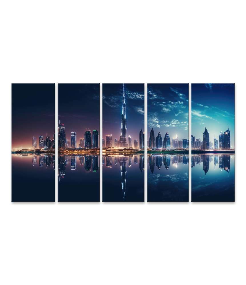 Islandburner Bild auf Leinwand Nächtliche Skyline von Dubai in beeindruckender Reisefotografie