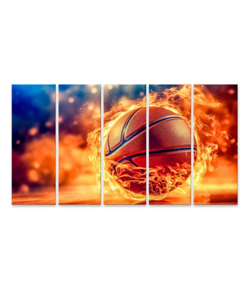 Islandburner Bild auf Leinwand Feuriges Basketball Wandbild, symbolisiert Energie und Kraft