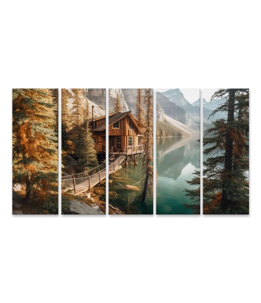 Islandburner Bild auf Leinwand Vintage Ãußeres eines Baumhauses am Moraine See, Kanada