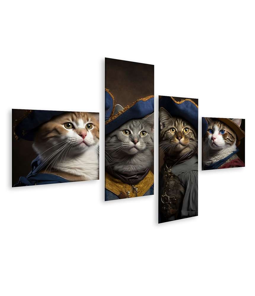 Islandburner Bild auf Leinwand Humorvolles Wandbild: Katzen als Musketiere, berühmte Helden-Rollen neu interpretiert