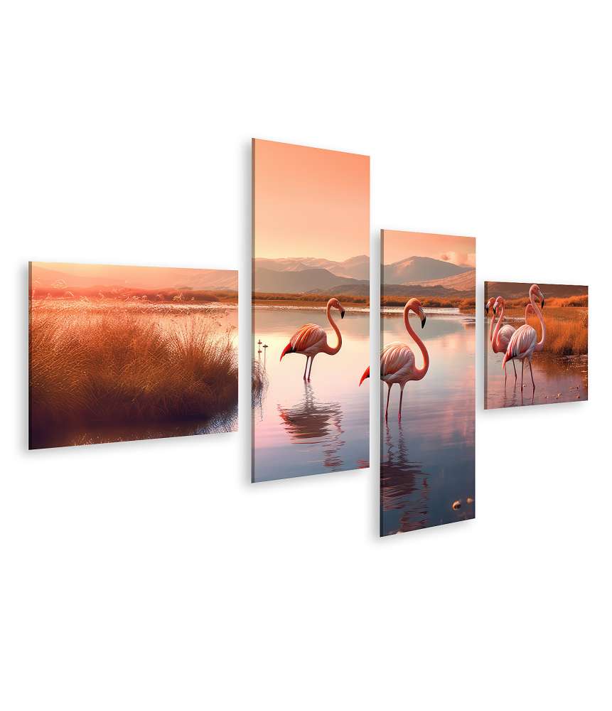 Islandburner Bild auf Leinwand Stehende rosa Flamingos in ihrer natürlichen Umgebung