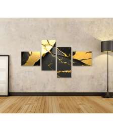 Bild auf Leinwand Abstraktes Wandbild in luxuriösem Gold und Schwarz auf Marmorsteinwand