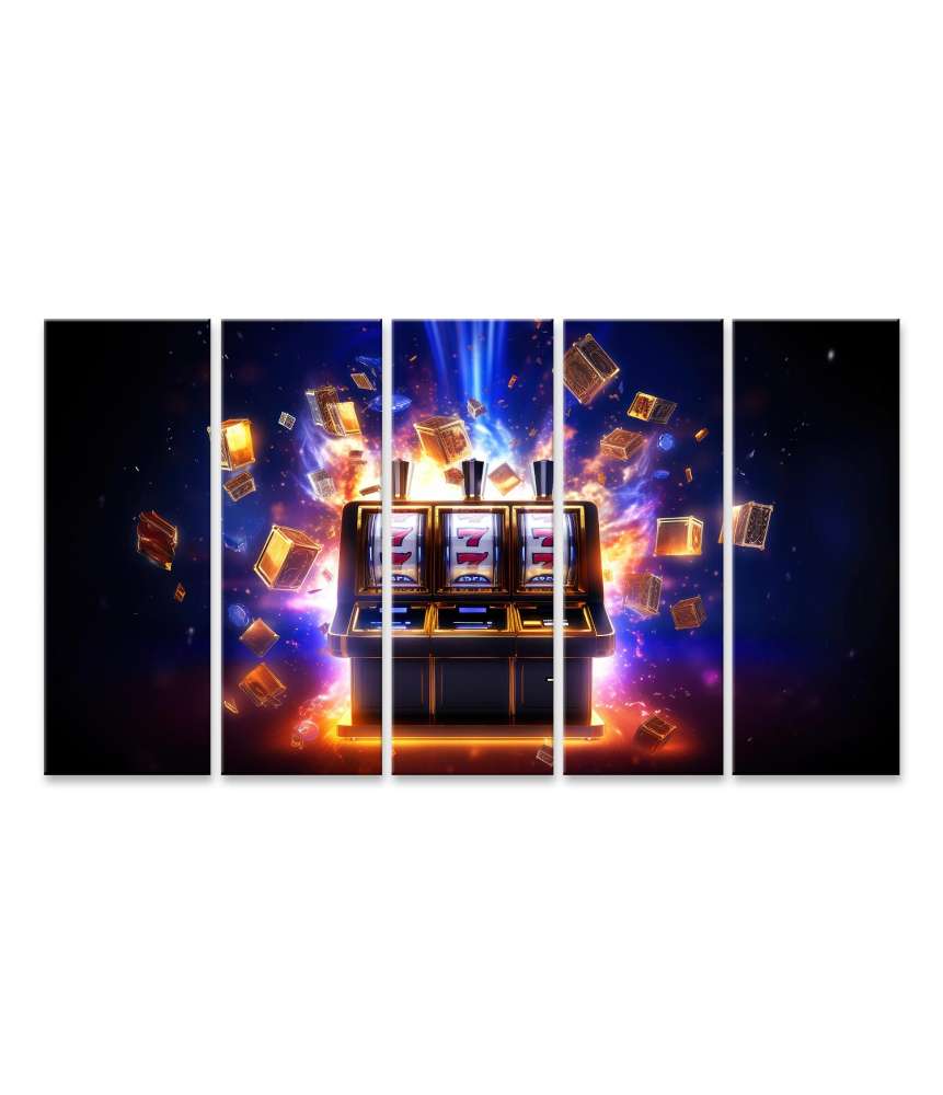 Islandburner Bild auf Leinwand Online-Casino-Banner: Großformatiger Spielautomat-Jackpot-Gewinn