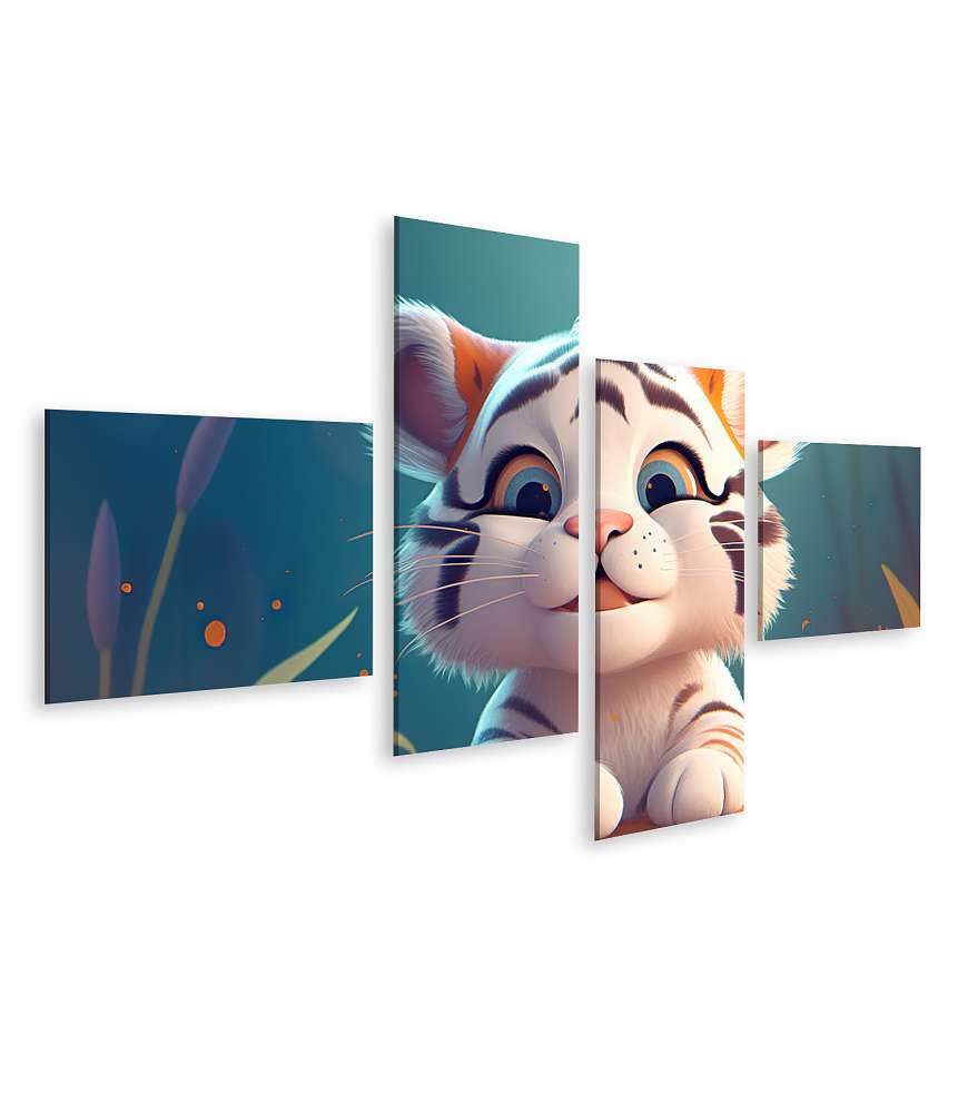 Islandburner Bild auf Leinwand Entzückendes Cartoon-Tiger Wandbild für Kinderzimmer