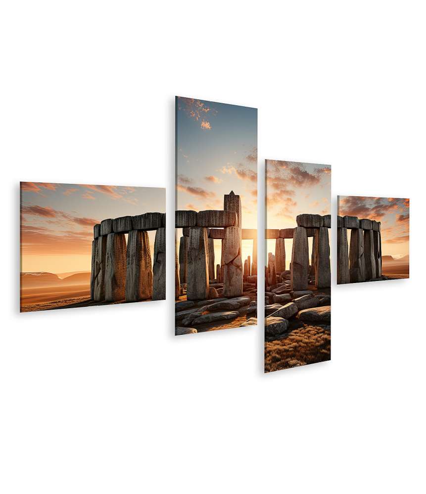 Islandburner Bild auf Leinwand Atmosphärisches Wandbild von Stonehenge bei Sonnenuntergang