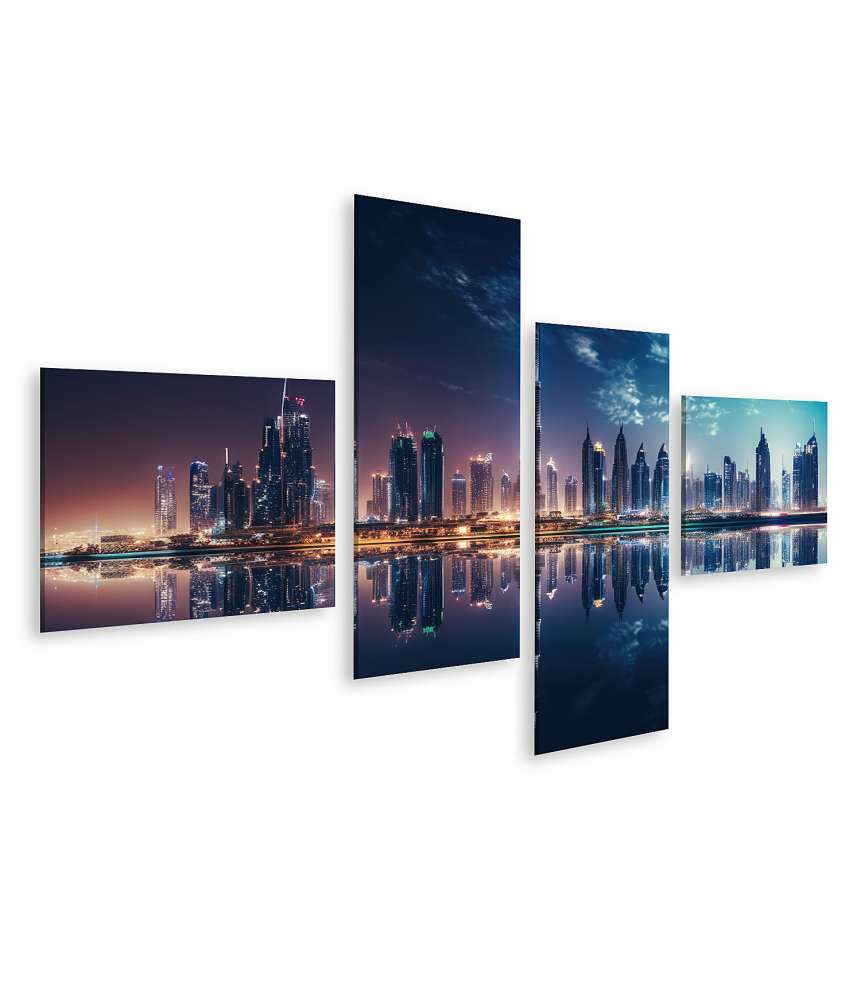 Islandburner Bild auf Leinwand Nächtliche Skyline von Dubai in beeindruckender Reisefotografie