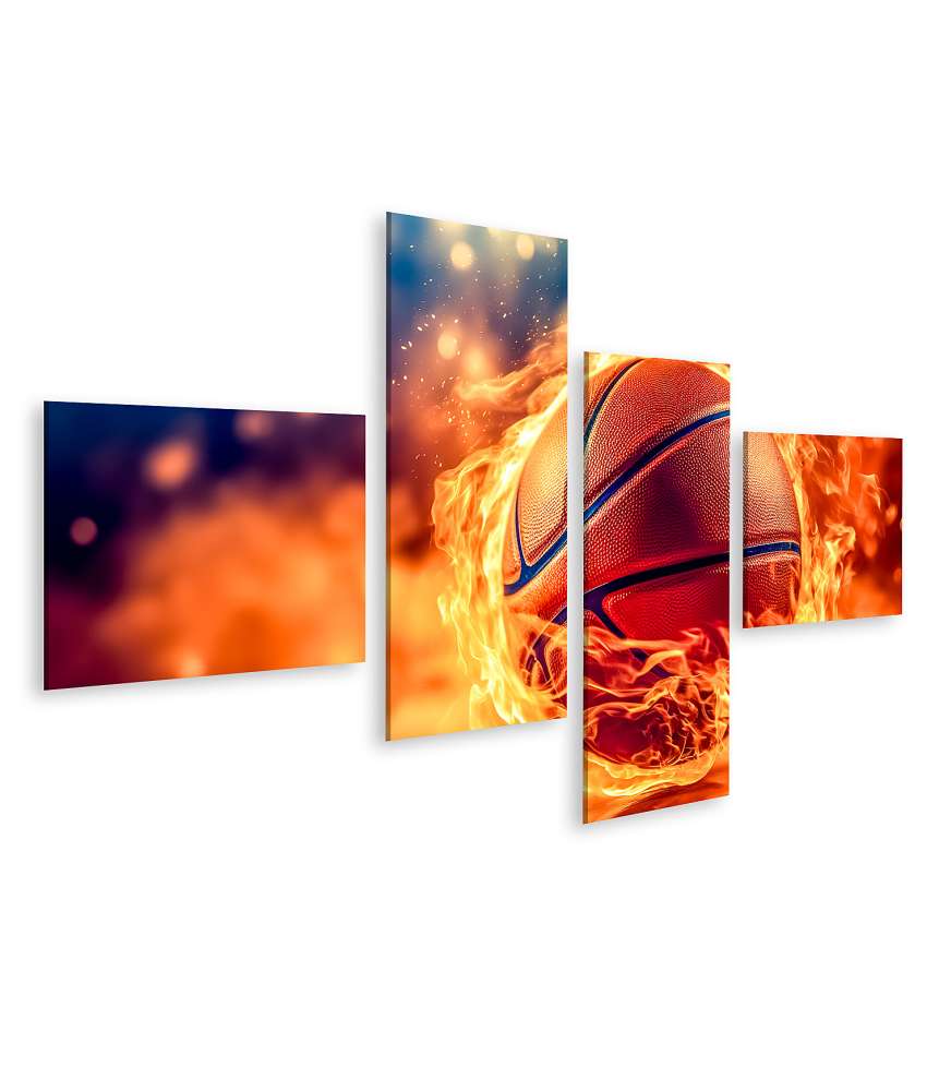 Islandburner Bild auf Leinwand Feuriges Basketball Wandbild, symbolisiert Energie und Kraft