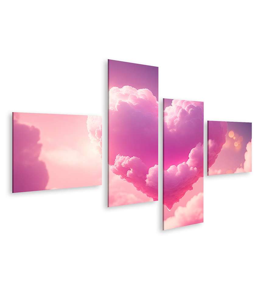 Islandburner Bild auf Leinwand Rosa Wolke in Form eines Valentinstagsherzes auf dem Wandbild