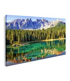 Bild auf Leinwand Atemberaubendes Wandbild der Karerlake in den Dolomiten, Italien