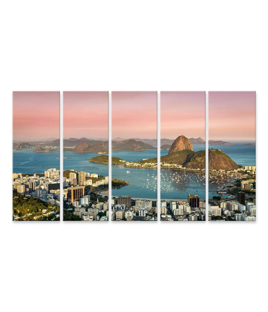 Islandburner Bild auf Leinwand Sonnenuntergangsbild über der Botafogo-Bucht in Rio de Janeiro, Brasilien