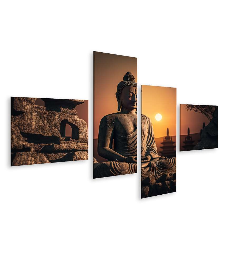 Islandburner Bild auf Leinwand Buddha-Statue bei Sonnenuntergang zum Vesak-Tag, Buddha Purnima