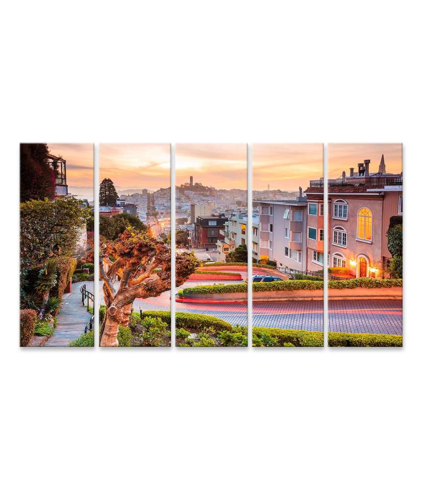 Islandburner Bild auf Leinwand Sonnenaufgang über der berühmten Lombard Street in San Francisco