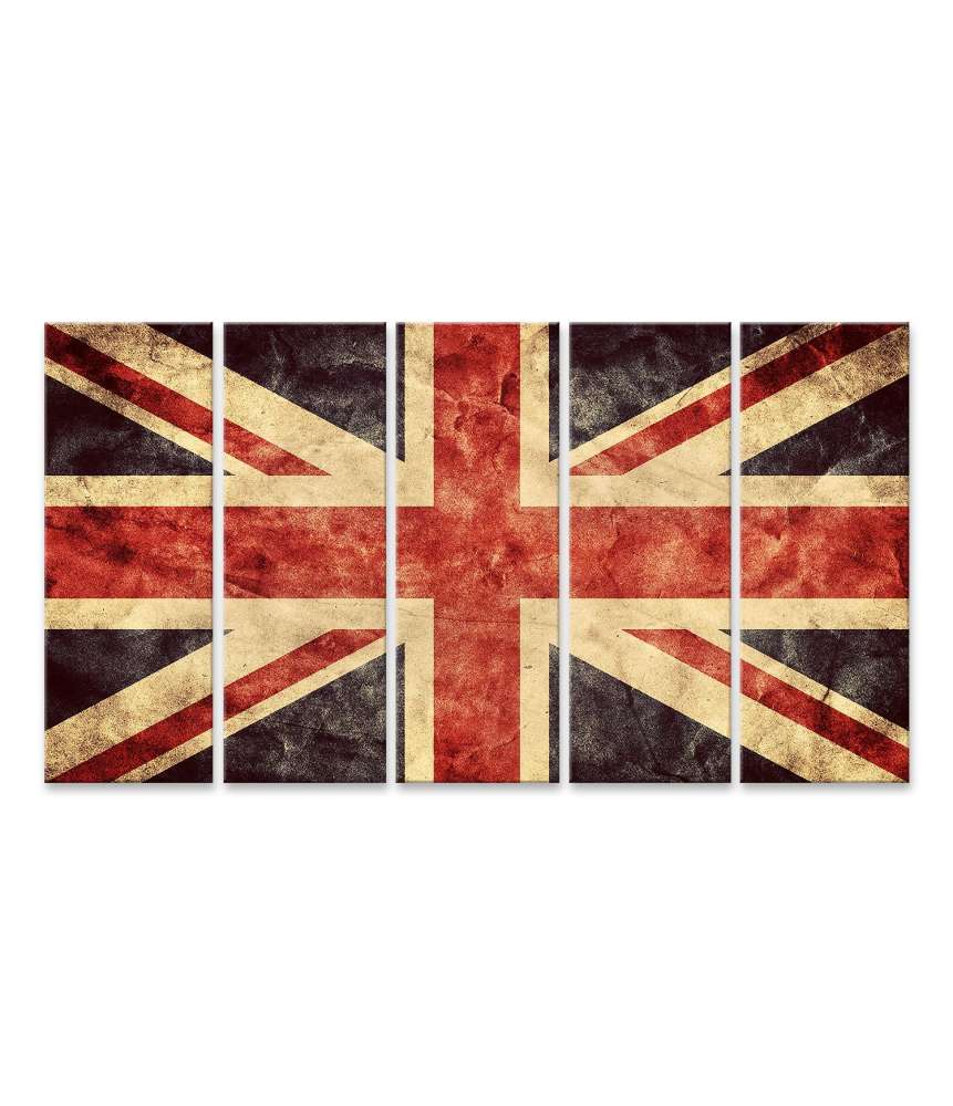 Islandburner Bild auf Leinwand Union Jack: Vintage Retro-Stil Wandbild mit Grunge-Effekt