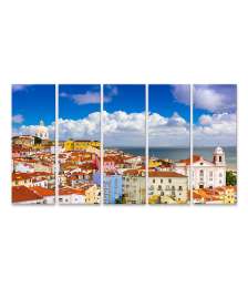 Bild auf Leinwand Malerei des malerischen Stadtbildes im Alfama-Viertel, Lissabon, Portugal