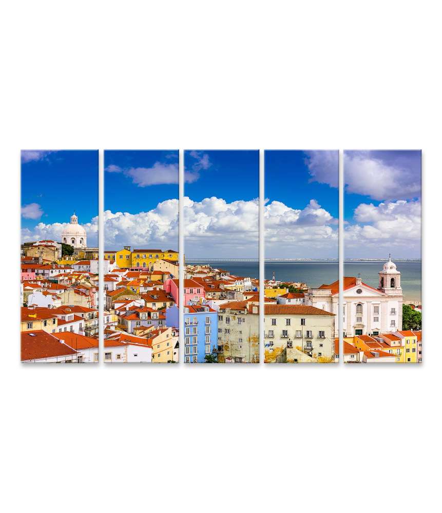 Bild auf Leinwand Malerei des malerischen Stadtbildes im Alfama-Viertel, Lissabon, Portugal