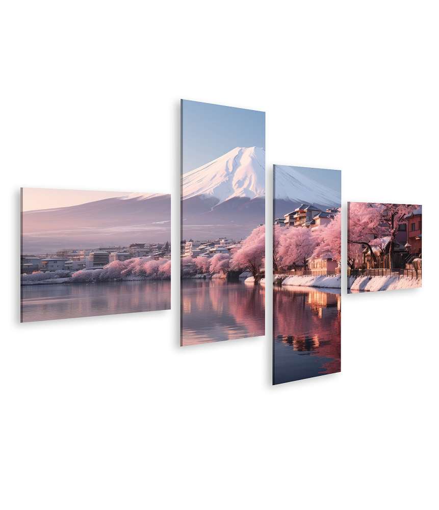 Islandburner Bild auf Leinwand Prachtvolle Darstellung des Fuji Bergs mit Kirschblüten im japanischen Frühling