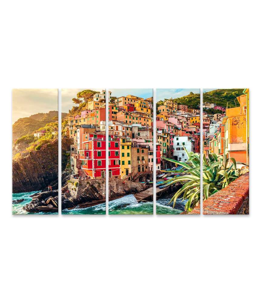 Islandburner Bild auf Leinwand Sonnenuntergang in Riomaggiore, Cinque Terre Nationalpark, Ligurien