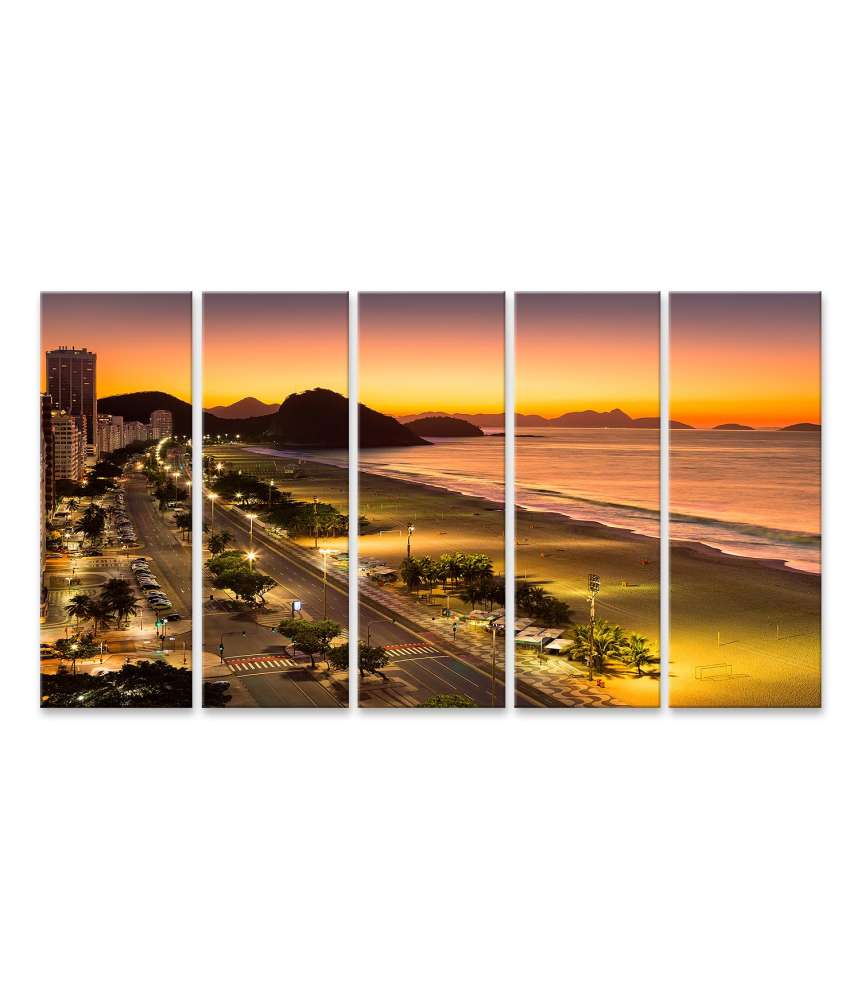 Islandburner Bild auf Leinwand Morgendämmerung am Copacabana Strand in Rio De Janeiro, Brasilien