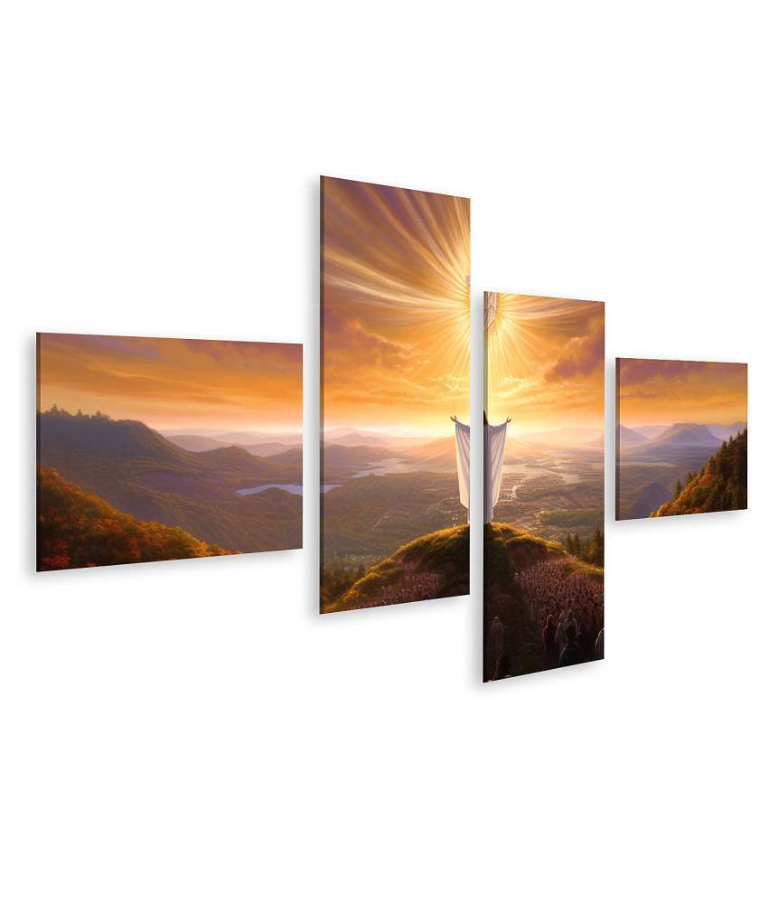 Islandburner Bild auf Leinwand Wandbild: Jesus betet auf einem malerischen Hügel