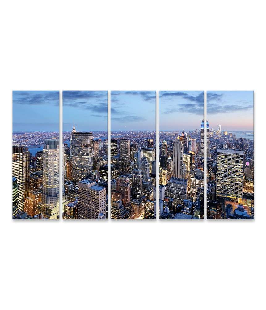 Islandburner Bild auf Leinwand Manhattan Skyline bei Nacht, New York City, USA Wandbild