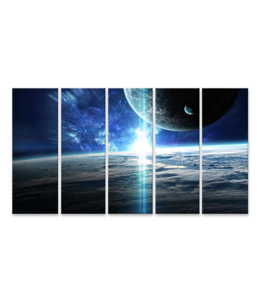 Islandburner Bild auf Leinwand Galaktisches Wandbild mit Planeten, Sternen und Universumsszene